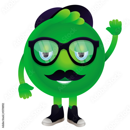 Vector: Vector funny monster with mustache and glasses Vector funny monster with mustache and glasses