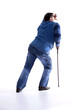 a young man with a cane