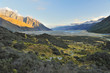 Straight empty highway leading into Aoraki-Mount Cook