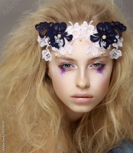 Photo: Lace. Stylish Attractive Fashion Model with Modern Makeup Lace. Stylish Attractive Fashion Model with Modern Makeup
