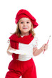 little girl in artist costume isolated
