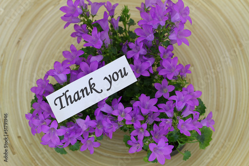 Photo: Thank you note with Campanula bell flowers Thank you note with Campanula bell flowers