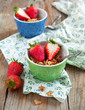 Healthy breakfast. Wholegrain cereals and fresh strawberries. Se