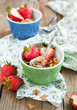 Healthy breakfast. Wholegrain cereals and fresh strawberries. Se