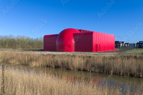 Photo: modern red building modern red building