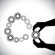 Cogwheel being added by hand(person) for completion-vector graph