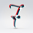 Fantasy plastic 3d glowing ribbon typeface