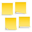 Four different yellow sticky notes on white background