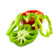 Cut green and red peppers