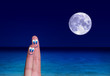 lovers fingers honeymoon and moon in background