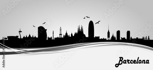 Vector: Barcelona Skyline Banner Barcelona Skyline Banner