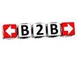 3D B2B Button Click Here Block Text