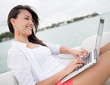 Woman sailing on a boat