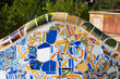 Detail closeup of mosaic in Park Guell, Barcelona