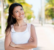 Pensive woman outdoors