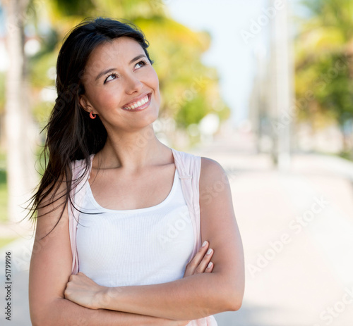 Photo: Pensive woman outdoors Pensive woman outdoors
