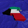 Kuwait map flag in abstract ocean illustration