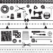 Various scratched sewing and tailoring symbols