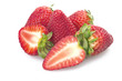 Strawberry close up on the white background