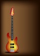 Red Electric Guitar on Dark Brown Background