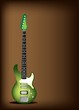 Green Electric Guitar on Dark Brown Background