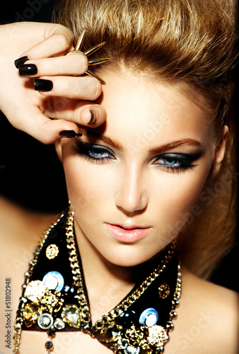 Photo: Fashion Rocker Style Model Girl Portrait. Hairstyle Fashion Rocker Style Model Girl Portrait. Hairstyle