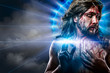 calvary jesus, man bleeding, representation of passion with blue
