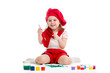 painting kid girl isolated on white