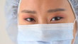 Closeup Chinese woman doctor in surgical mask