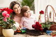 Mother and Daughter Gardening