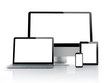 computer, laptop, tablet and smartphone on white
