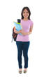 teenage malay college female student with white background
