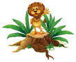 A Big Tree With A Lion