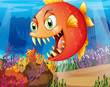 A predator and a prey under the sea