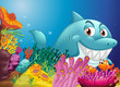 A big shark near the coral reefs