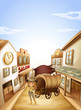 Vector: A girl standing near the saloon A girl standing near the saloon