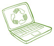 A laptop with a recycle symbol