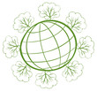 The planet earth surrounded by trees