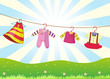 Hanging baby clothes in the hill