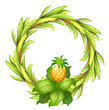A green border with pineapple