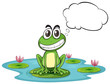 Vektor: A frog at the pond with empty callout A frog at the pond with empty callout