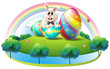 A bunny inside the easter egg