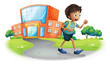A boy going home from school
