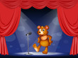 A stage with a bear performing