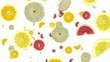 Citrus Fruits falling down (ends on blue)