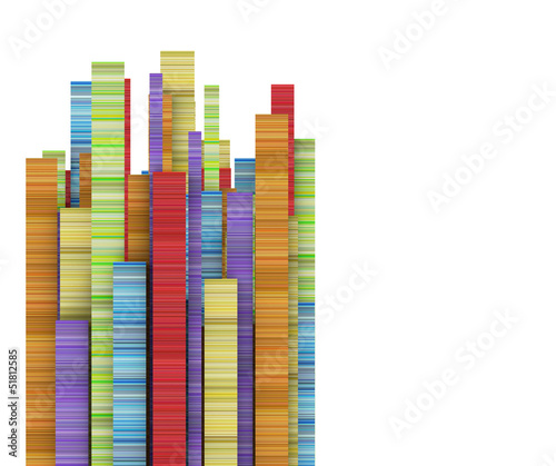 Illustration: 3d rectangular stripe shape in varied rainbow color 3d rectangular stripe shape in varied rainbow color