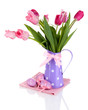 Foto: Easter composition with fresh tulips and easter eggs isolated Easter composition with fresh tulips and easter eggs isolated
