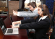 Call center operators at work.