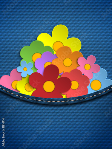 Vector: Spring Flowers in Jeans Pocket Spring Flowers in Jeans Pocket