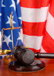 Judge gavel on american flag background